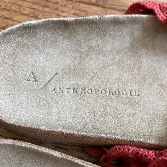 ANTHROPOLOGIE Bianca Ruffled Slide Sandals in Red - Picture 3 of 7
